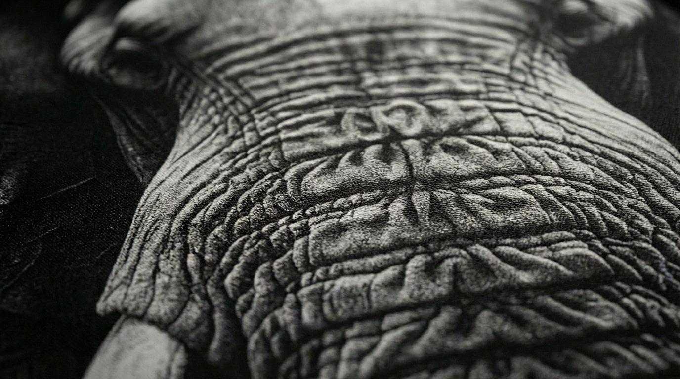 Detalle real de la textura y la impresión del canvas de Chiesa Studio
