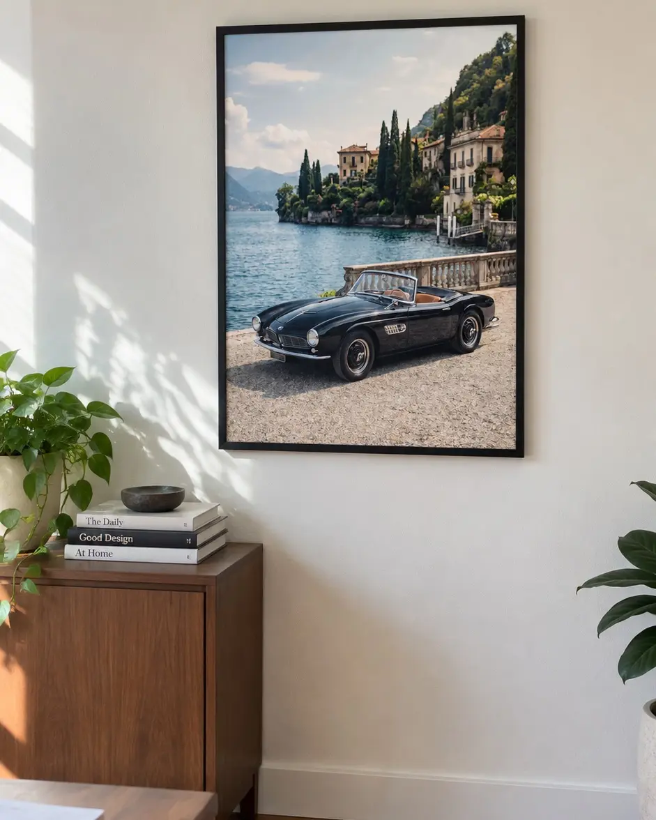 BMW 507 enmarcado en un living luminoso